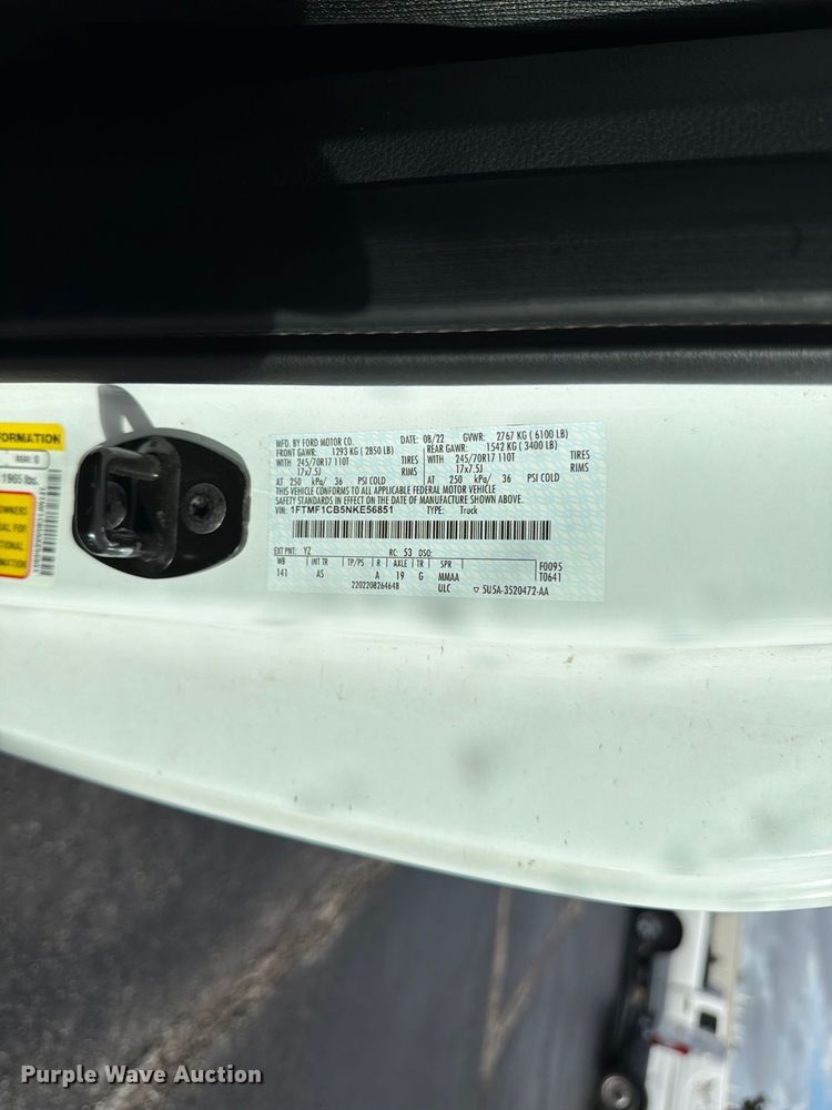 image for item FG0814 2022 Ford F150 XL pickup truck