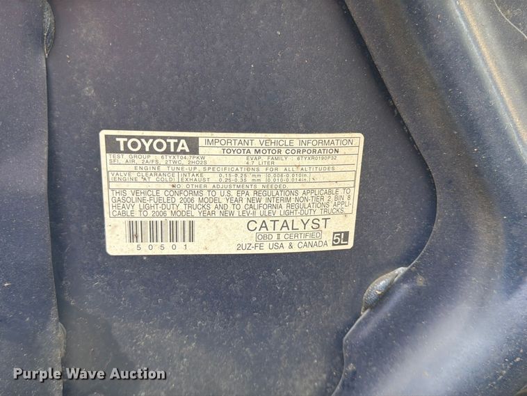 image for item FG0815 2006 Toyota Tundra Ext. Cab pickup truck