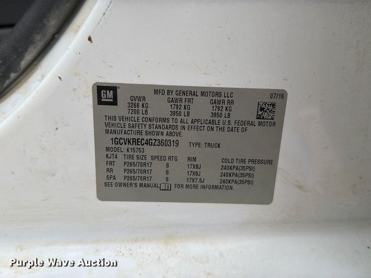 image for item FG0819 2016 Chevrolet Silverado 1500 Ext. Cab pickup truck