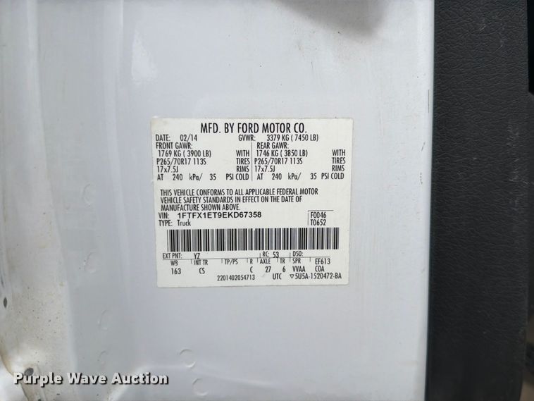 image for item FG0821 2014 Ford F150 XLT Ext. Cab pickup truck