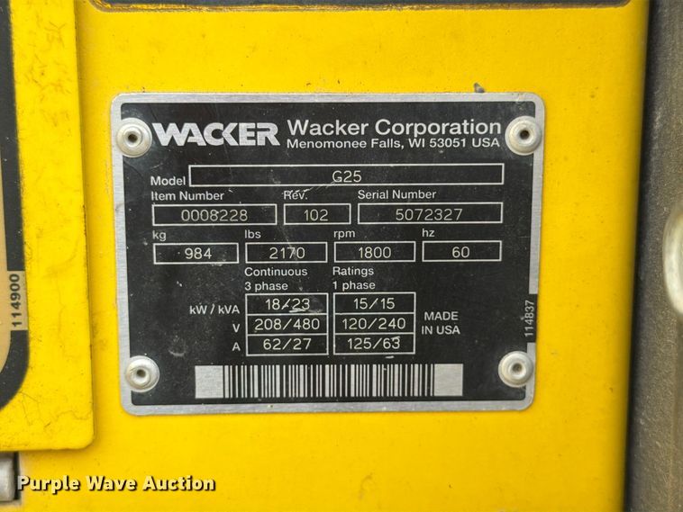 image for item FG0825 1999 Wacker G25 generator