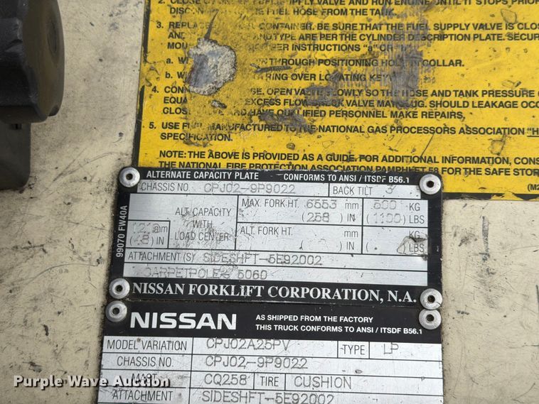 image for item FG0838 Nissan 50 Optimum CPJ02A25PV forklift