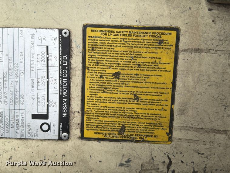 image for item FG0838 Nissan 50 Optimum CPJ02A25PV forklift