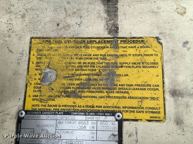 image for item FG0838 Nissan 50 Optimum CPJ02A25PV forklift
