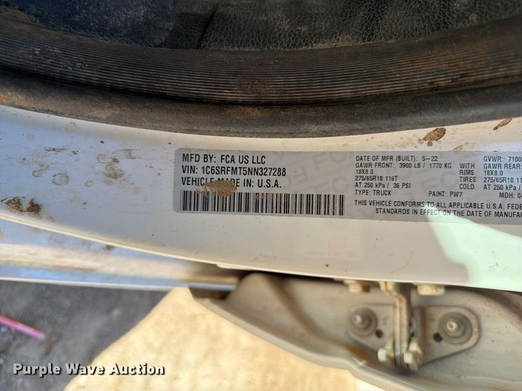 image for item FI0446 2022 RAM 1500 Crew Cab pickup truck