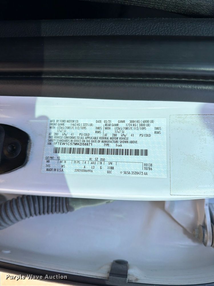 image for item FI0465 2021 Ford F150 XL Crew Cab pickup truck