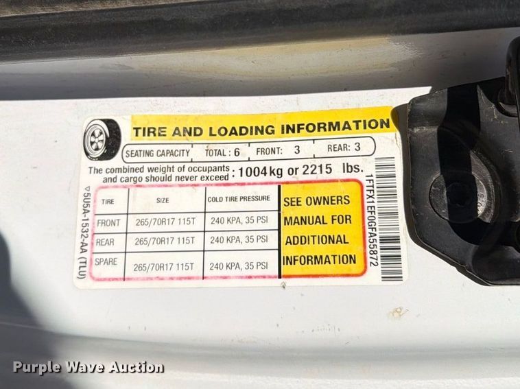 image for item FI2058 2016 Ford F150 Ext. Cab pickup truck