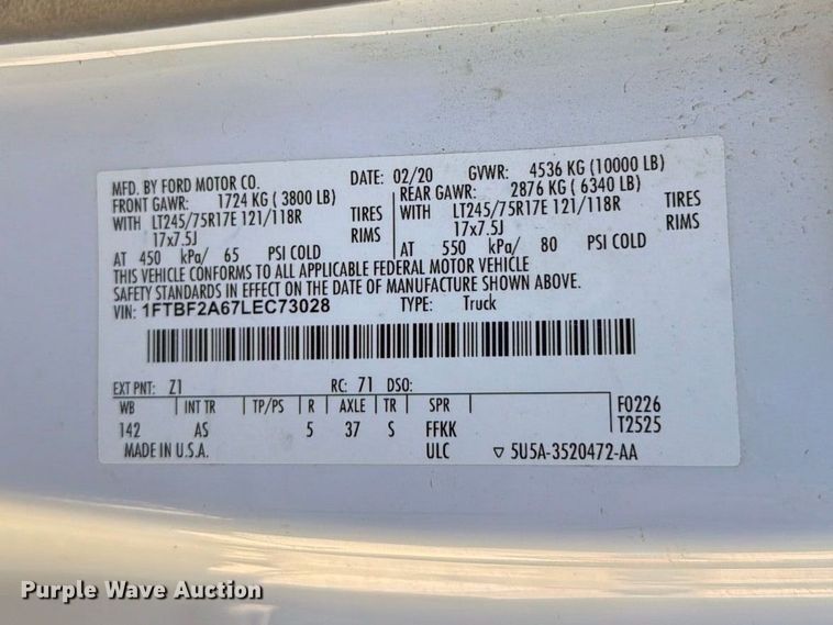 image for item FI2062 2020 Ford F250 Super Duty utility bed pickup truck