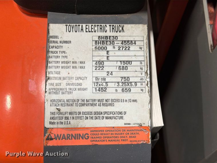 image for item FK3864 Toyota 8HBE30 order picker