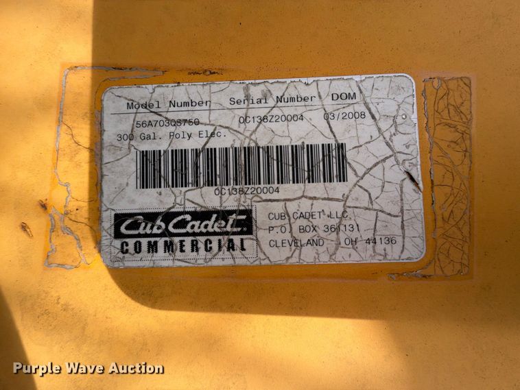 image for item FK5308 2008 Cub Cadet 56A703QS750 pressure washer