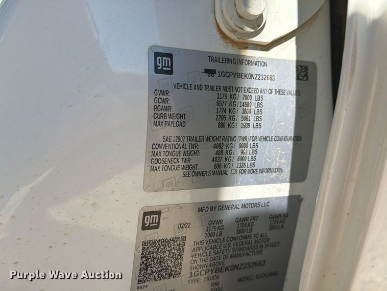 image for item FM6570 2022 Chevrolet Silverado 1500 Crew Cab pickup truck