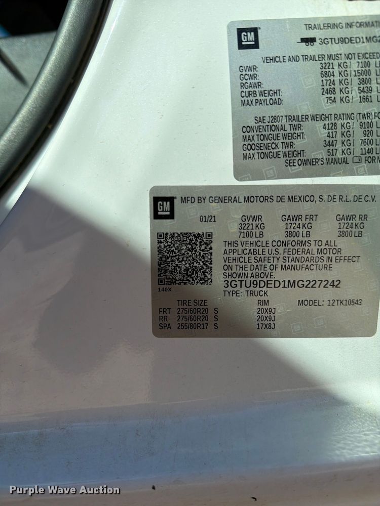 image for item FM6574 2021 GMC Sierra 1500 Crew Cab pickup truck