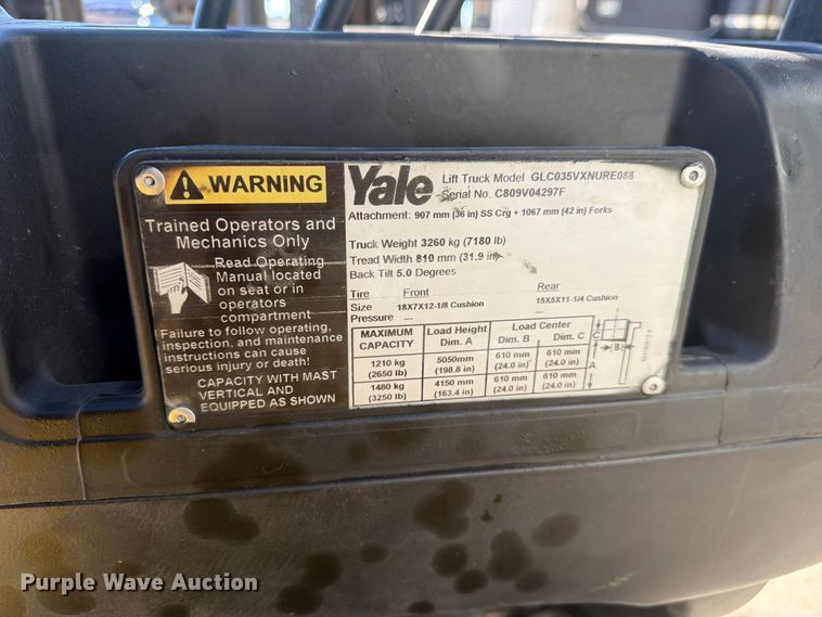 image for item FM7728 2008 Yale GLC035VXNURE088 forklift