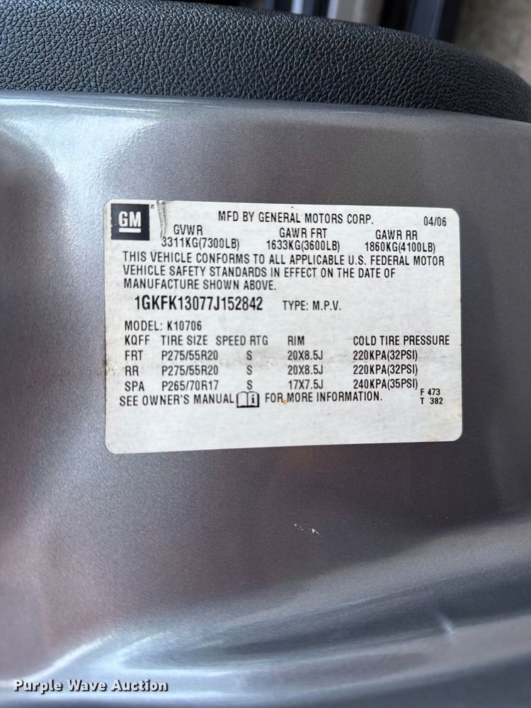 image for item FN2644 2007 GMC Yukon SUV