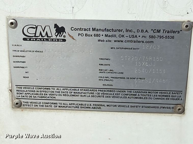 image for item FN2658 2004 Contract Manufacturer enclosed cargo trailer