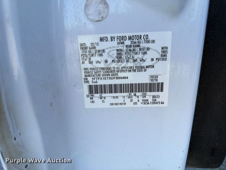 image for item FP3157 2013 Ford F150 Ext. Cab pickup truck