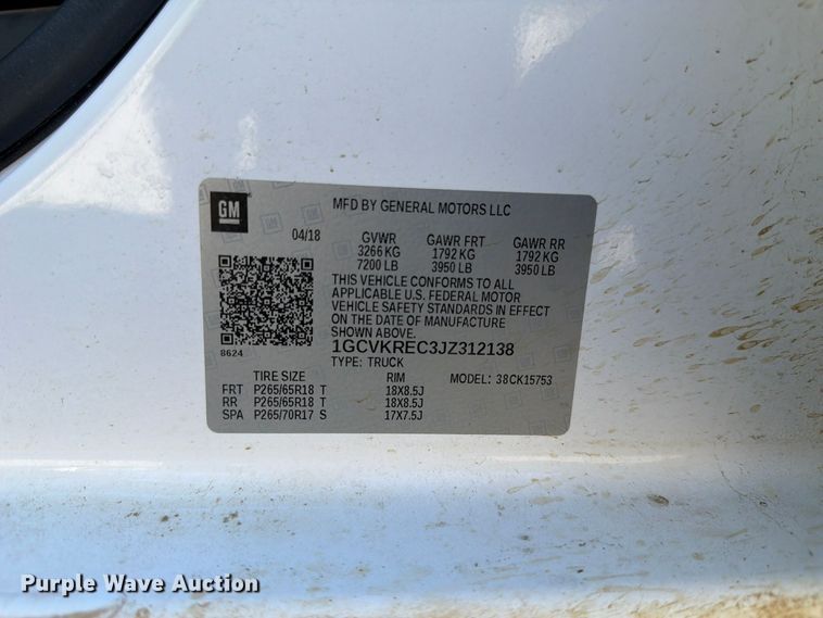 image for item FP3159 2018 Chevrolet Silverado 1500LT Crew Cab pickup truck