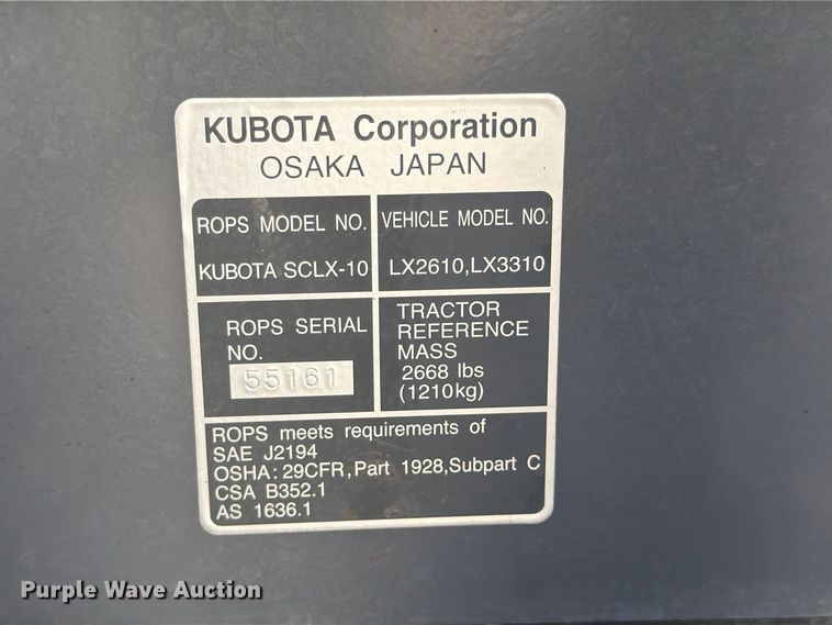 image for item FP3190 2021 Kubota LX3310 MFWD tractor