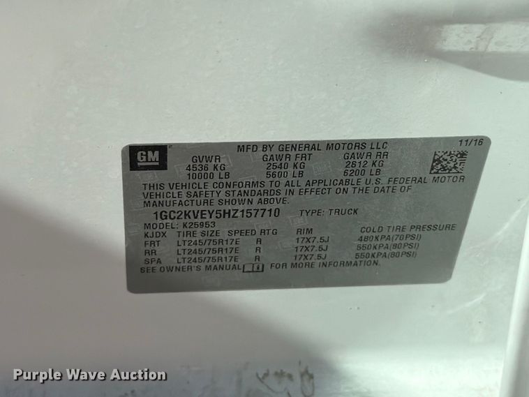 image for item FT6458 2017 Chevrolet Silverado 2500HD Crew Cab utility bed pickup truck