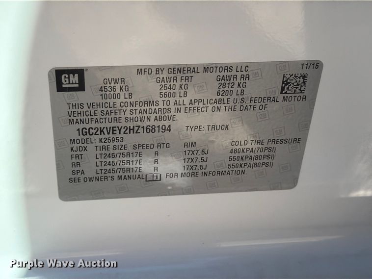 image for item FT6459 2017 Chevrolet Silverado 2500HD Crew Cab utility bed pickup truck
