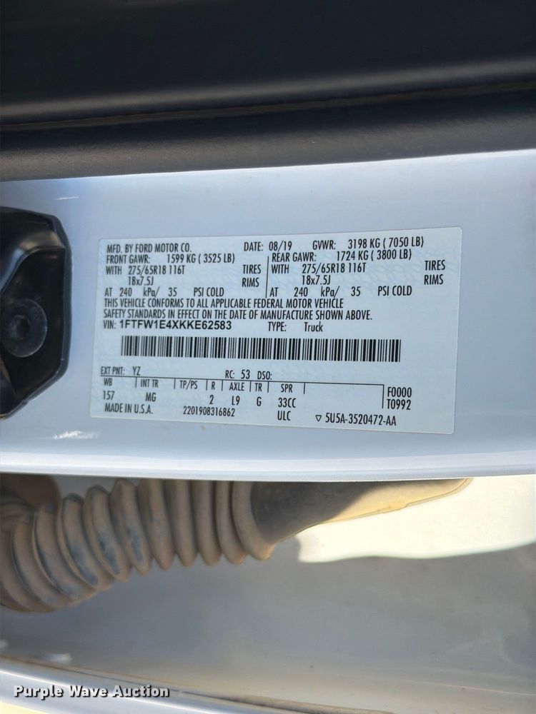 image for item FT6474 2019 Ford F-150 XLT Crew Cab pickup truck