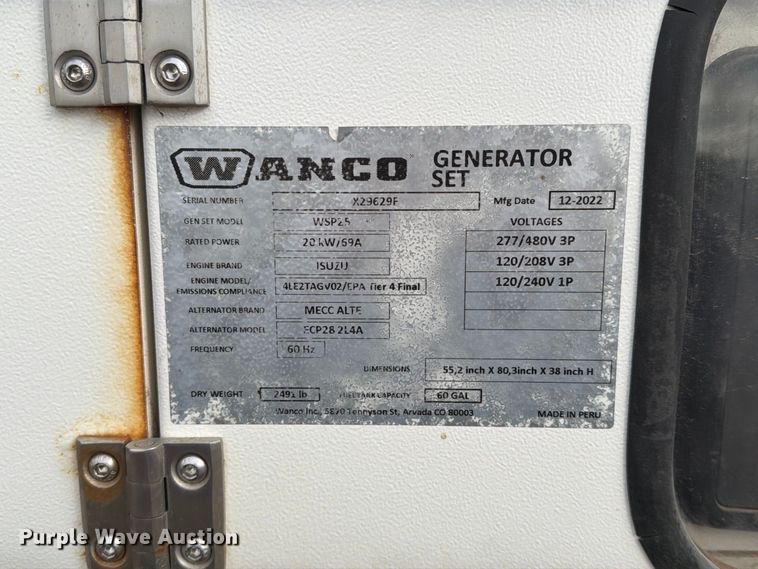 image for item FT6930 (2) 2023 Wanco WSP25 T4F light towers