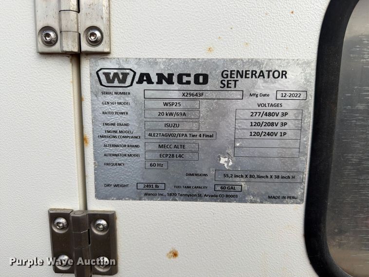 image for item FT6930 (2) 2023 Wanco WSP25 T4F light towers