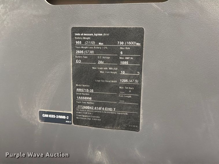 image for item FT6940 2019 Crown RR5715-35 order picker