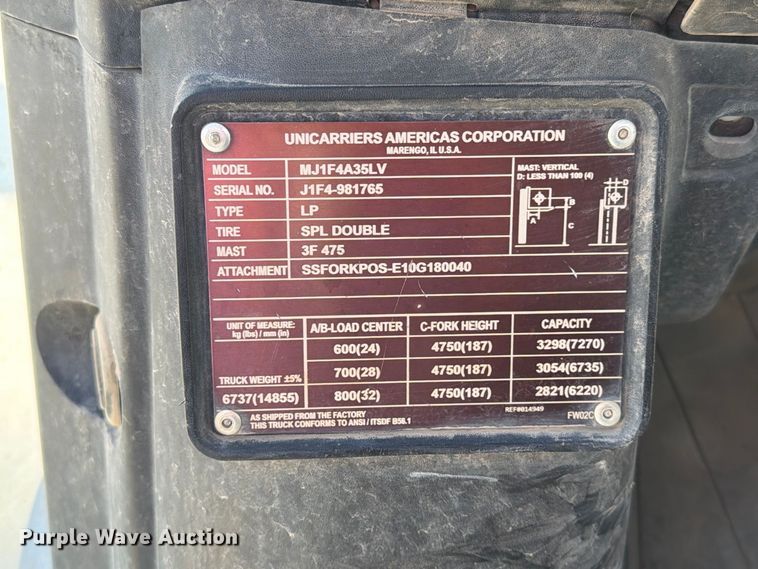 image for item FT6941 2017 Unicarriers PF80YLP forklift