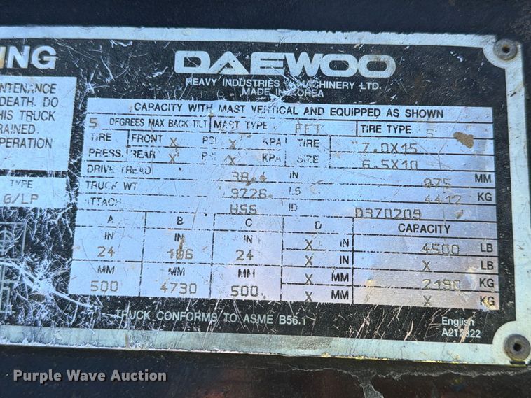 image for item FU4750 2004 Daewoo G25E-3 forklift