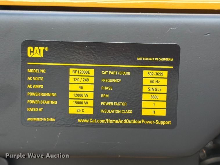 image for item FU4796 2018 Caterpillar RP12000E generator