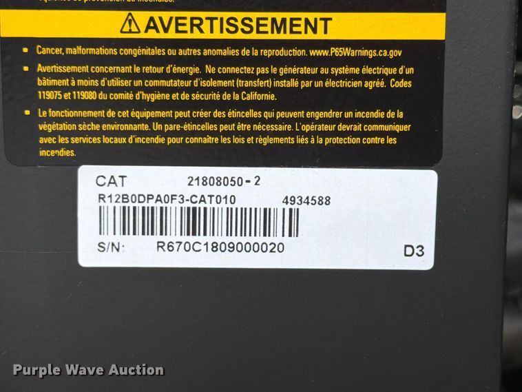 image for item FU4796 2018 Caterpillar RP12000E generator