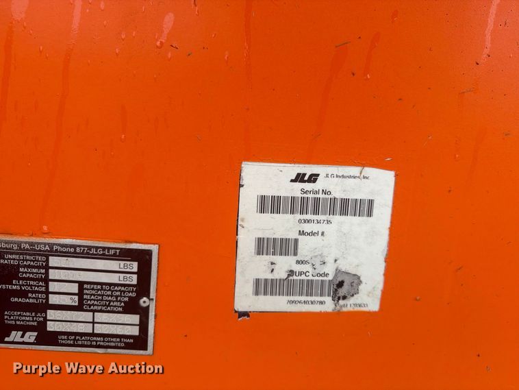image for item FU4801 2008 JLG 800S boom lift