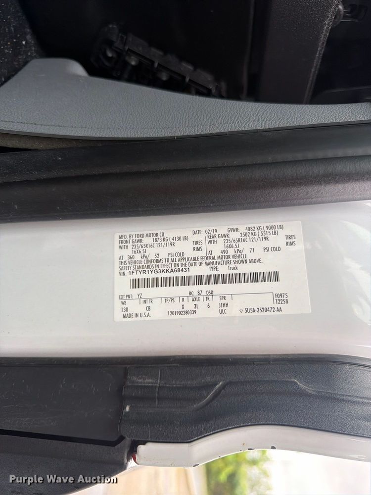 image for item FU4808 2019 Ford Transit 250 van