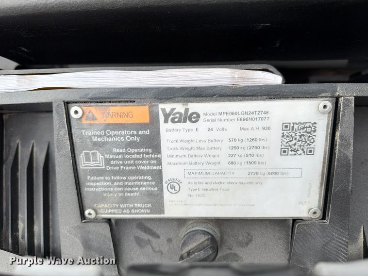image for item FU4812 2019 Yale MPE060LGN24T2748 pallet jack
