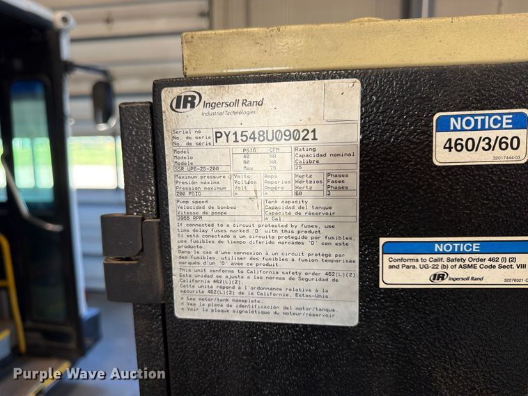 image for item FU4821 Ingersoll Rand UP6-25-200 air compressor