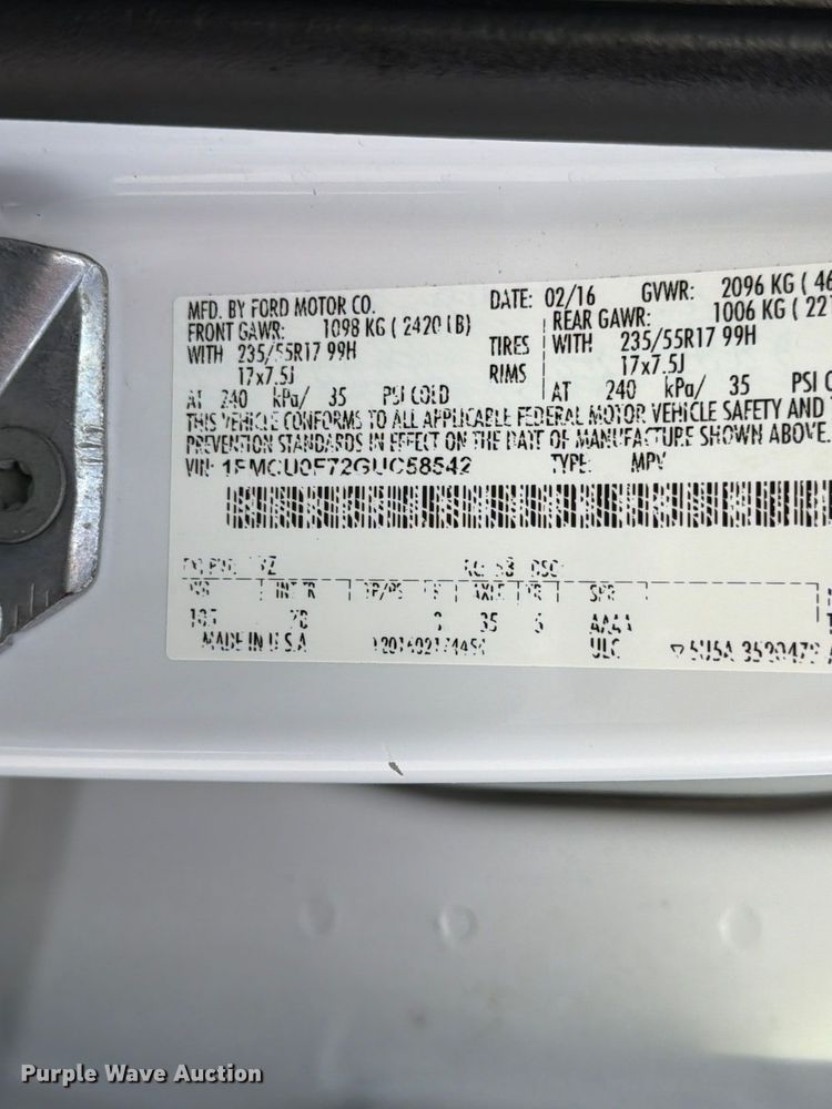 image for item FU6002 2016 Ford Escape SUV