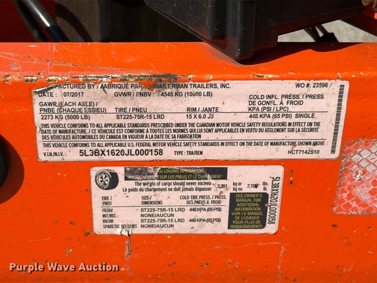 image for item FU8505 2018 Trailerman HCT7142S10 equipment trailer