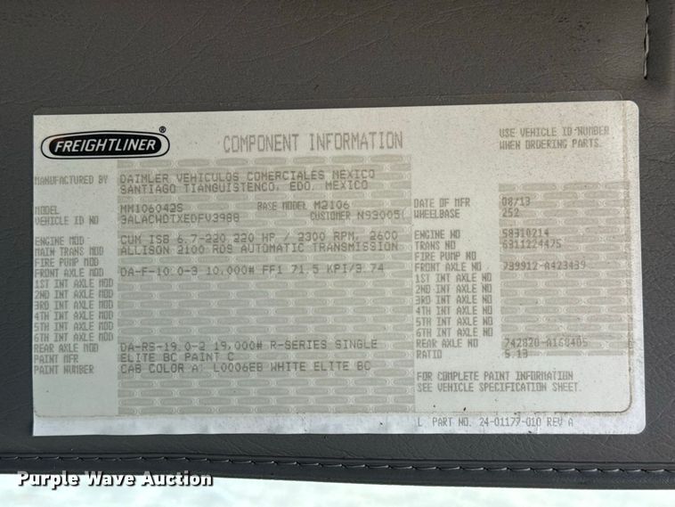 image for item FV2001 2014 Freightliner M2106 box truck