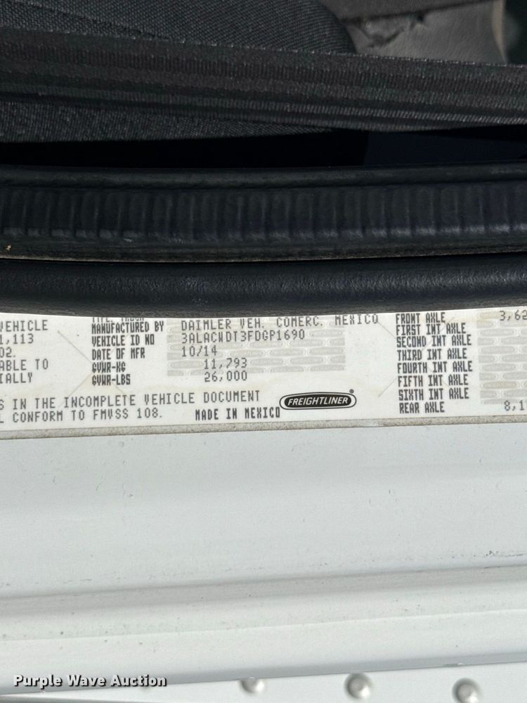 image for item FV2002 2015 Freightliner Business Class M2 box truck