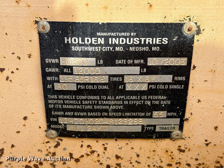 image for item FV2113 2004 Holden Industries HCZ24KT equipment trailer