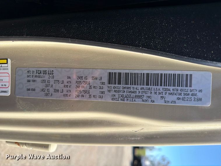 image for item FW3543 2018 Jeep Wrangler SUV