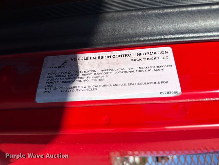 image for item FW3547 2017 Mack GU813 shingle conveyor truck