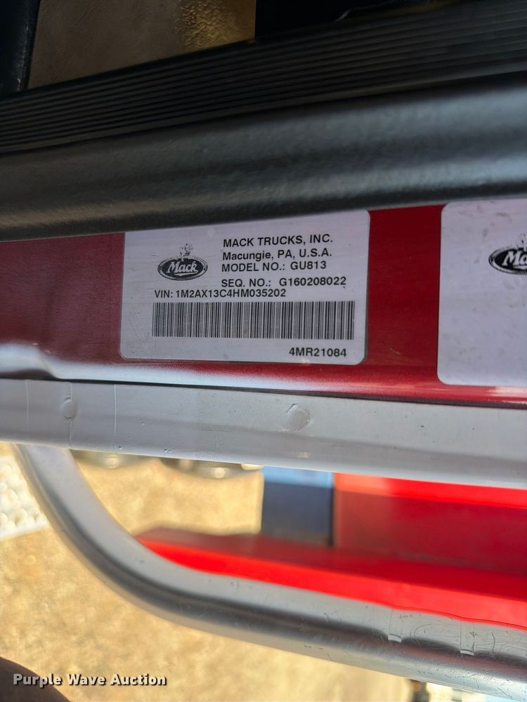 image for item FW3547 2017 Mack GU813 shingle conveyor truck