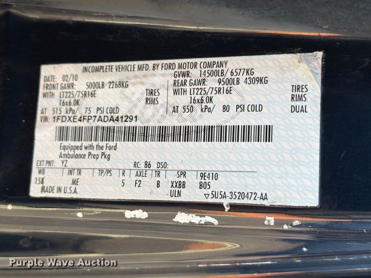 image for item FW3548 2010 Ford E450 ambulance