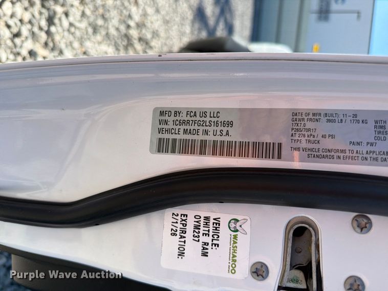 image for item YA4651 2020 RAM 1500 Ext. Cab pickup truck