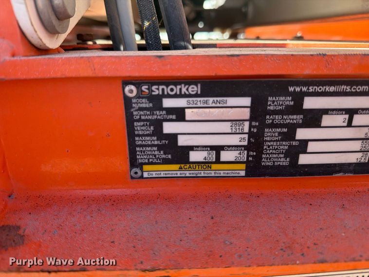 image for item YA5141 2017 Snorkel S3219E scissor lift