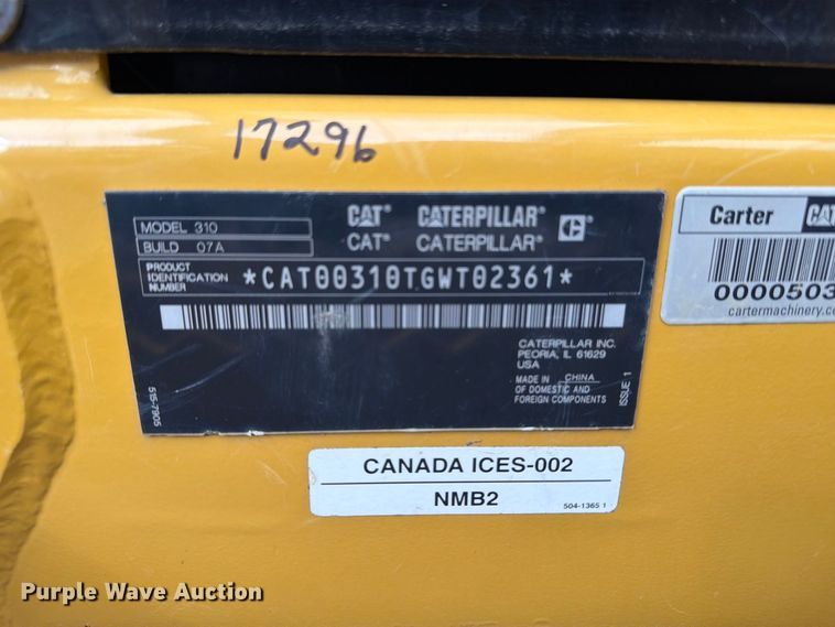 image for item DT2948 2022 Caterpillar 310 mini excavator