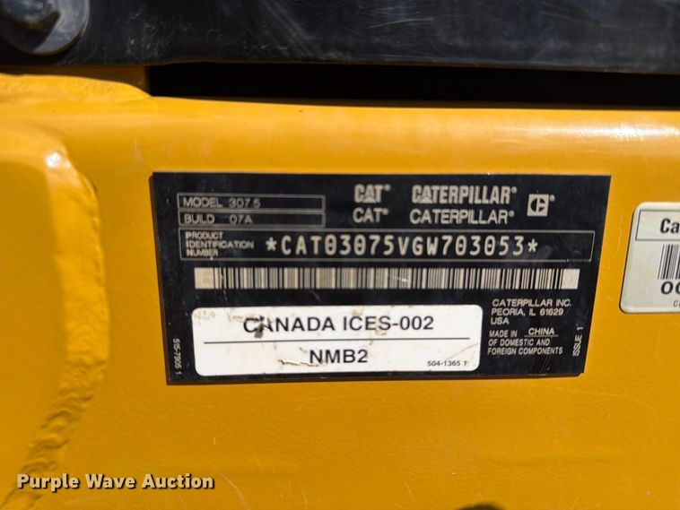 image for item DT2950 2022 Caterpillar 307.5 mini excavator