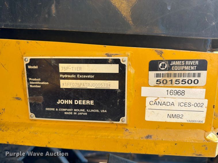 image for item DT2952 2024 John Deere 75P mini excavator